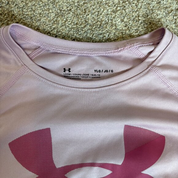 Under Armour Girls Youth Size Large Fitted Long Sleeve Top Light Pink - Picture 4 of 7